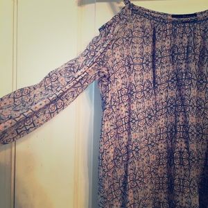 Keyhole shoulder blouse with bell sleeve